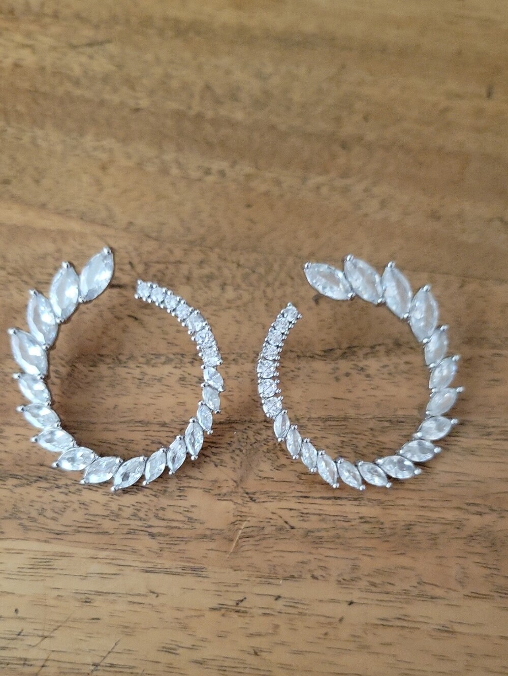 Anthropologie Silver Marquise Leaf Hoop Earrings - Elegant Women’s Jewelry